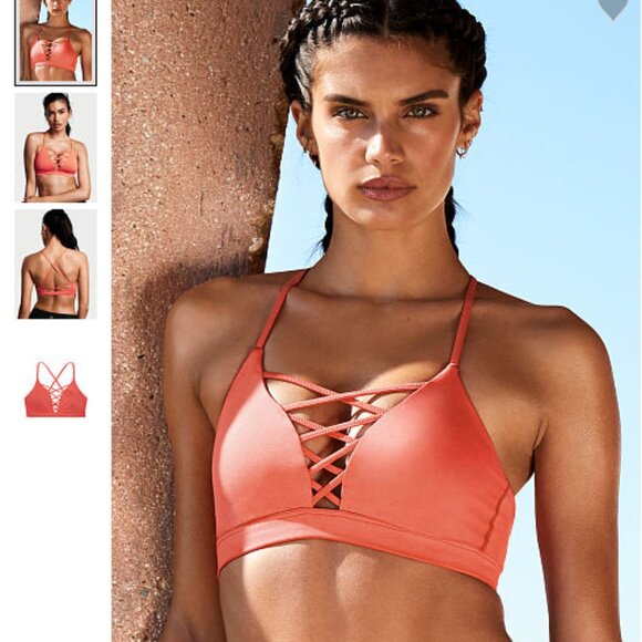 Victoria's Secret Other - New Victoria's Secret VSX Bra Sport Lace Up Criss Cross Front Coral Reef NWT